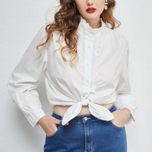 Plus Contrast Schiffy Trim Blouse